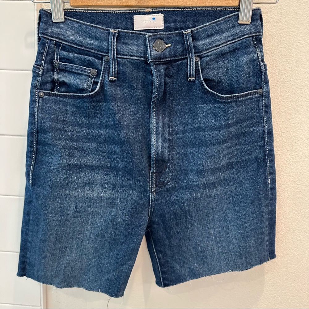 MOTHER High-Rise Dark Blue Denim Jean Shorts
